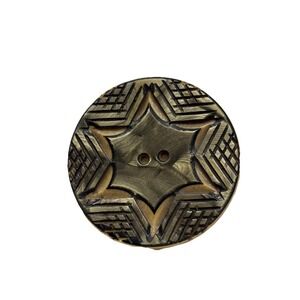 Vintage 1930s Carved Casein Button – Art Deco Star Design Large 1.5"